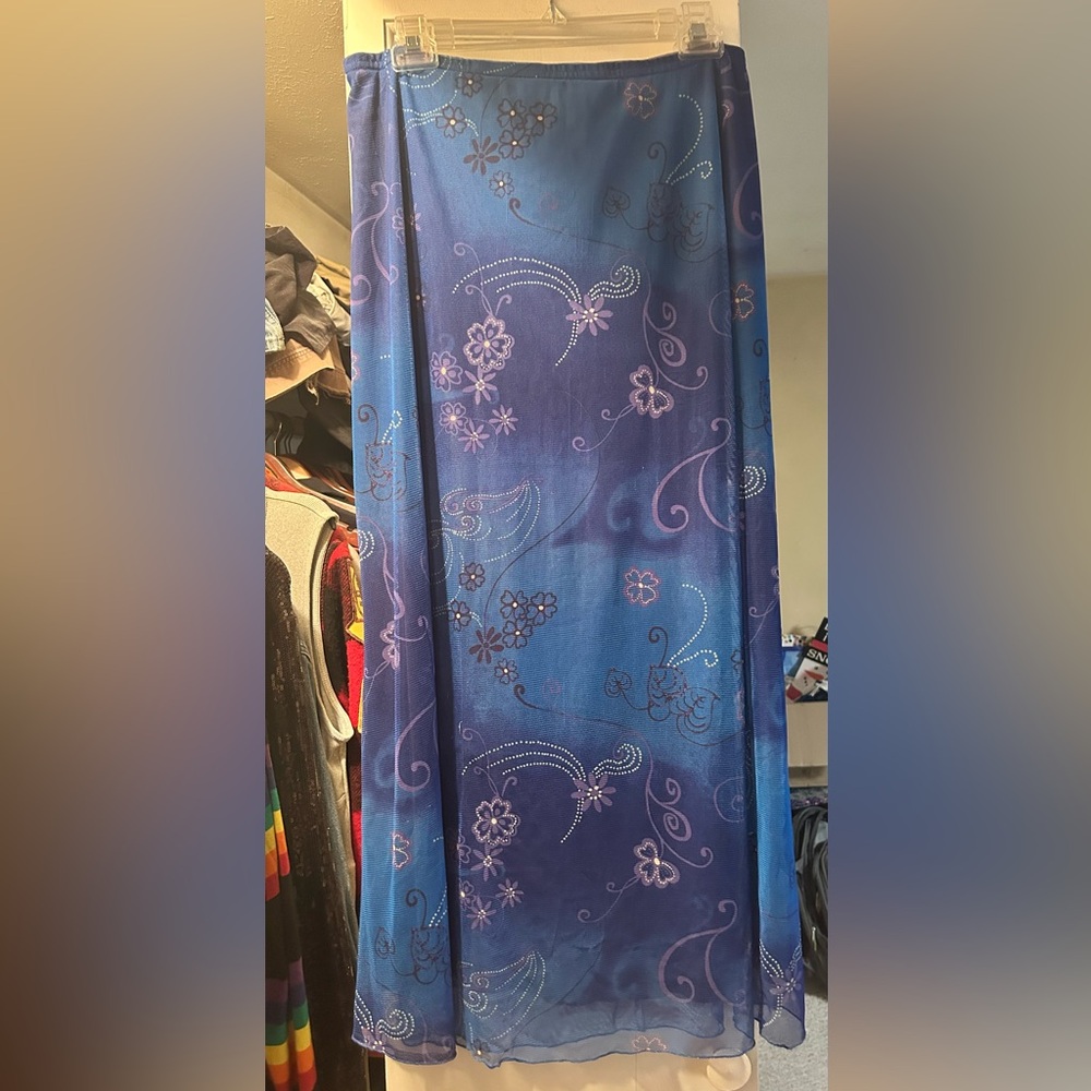 Blue Floral Maxi Skirt